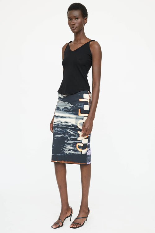 Jean Paul Gaultier Printed Midi Skirt
