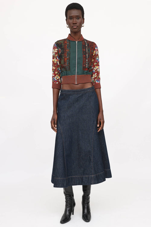 Jean Paul Gaultier Femme Cropped Patterned Zip Jacket