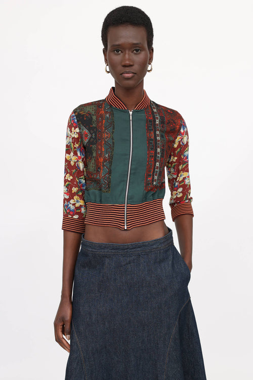 Jean Paul Gaultier Femme Cropped Patterned Zip  Jacket