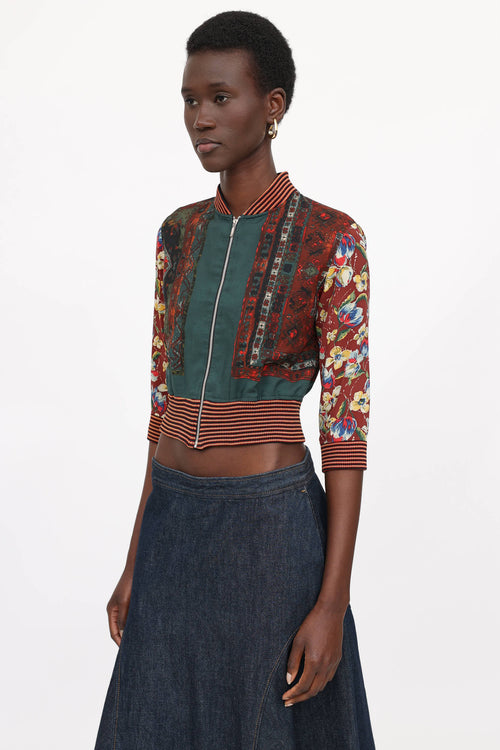Jean Paul Gaultier Femme Cropped Patterned Zip Jacket