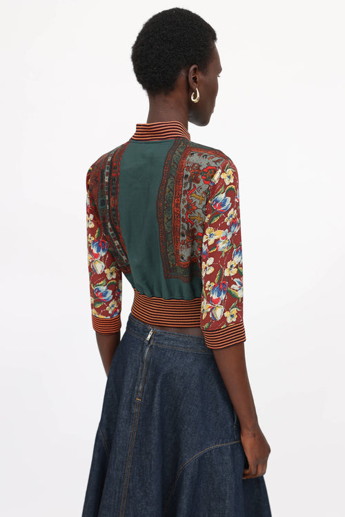 Jean Paul Gaultier Femme Cropped Patterned Zip Jacket