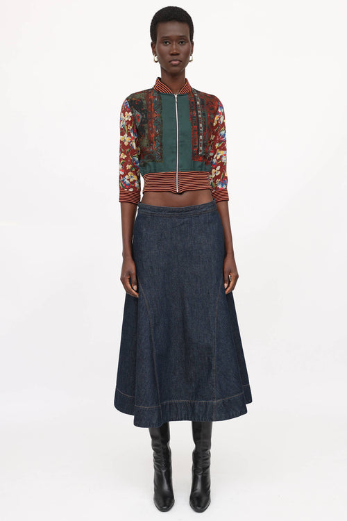 Jean Paul Gaultier Femme Cropped Patterned Zip Jacket