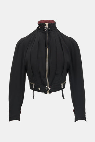 Buckle Pleated Crop Jacket