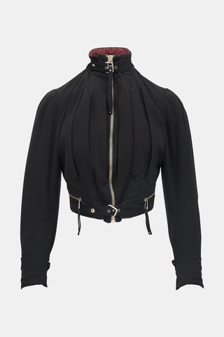 Buckle Pleated Crop Jacket