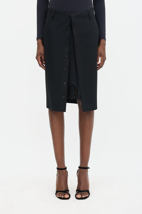 Jean Paul Gaultier Wool Slip Detail Skirt