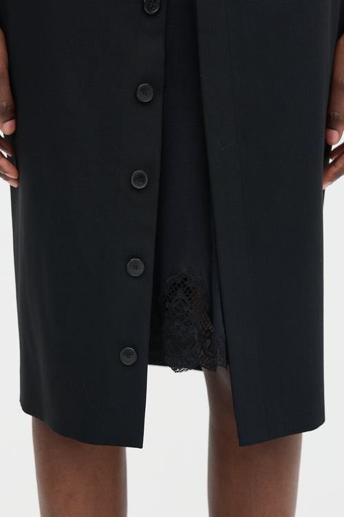Jean Paul Gaultier Wool Slip Detail Skirt