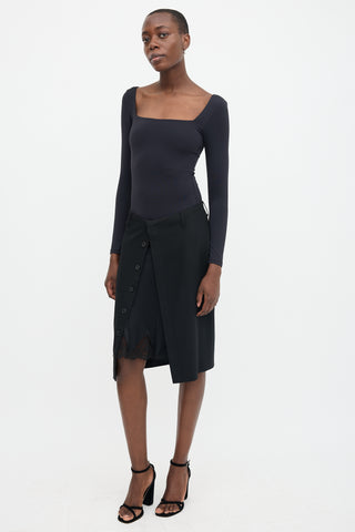 Jean Paul Gaultier Wool Slip Detail Skirt