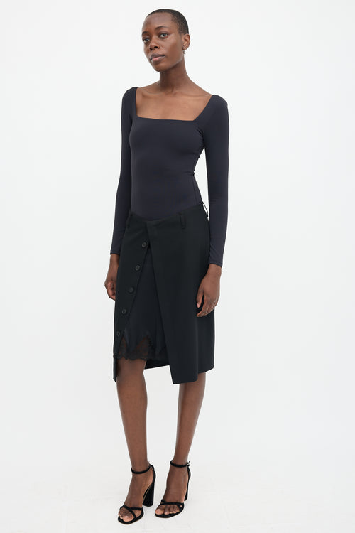 Jean Paul Gaultier Wool Slip Detail Skirt