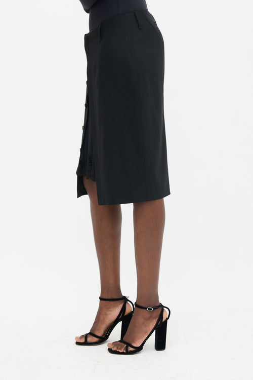 Jean Paul Gaultier Wool Slip Detail Skirt