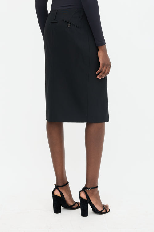 Jean Paul Gaultier Wool Slip Detail Skirt