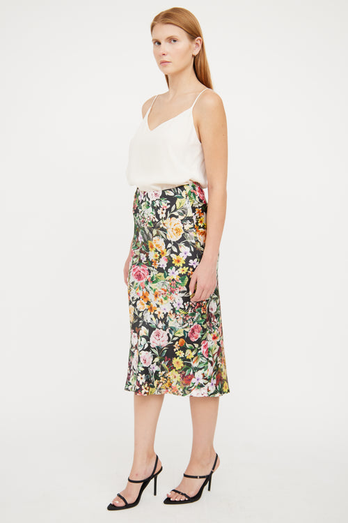 Generation Love Black & Multi Colour Silk Floral Skirt