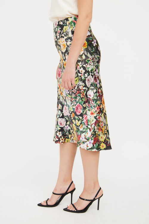 Generation Love Black & Multi Colour Silk Floral Skirt