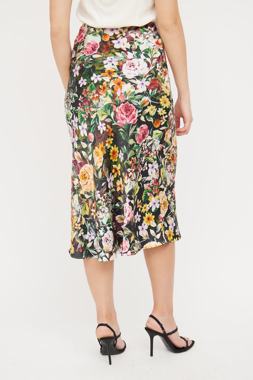 Generation Love Black & Multi Colour Silk Floral Skirt