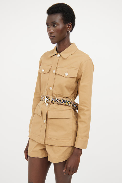 Maje Beige & Multicolour Belted Co-Ord Set