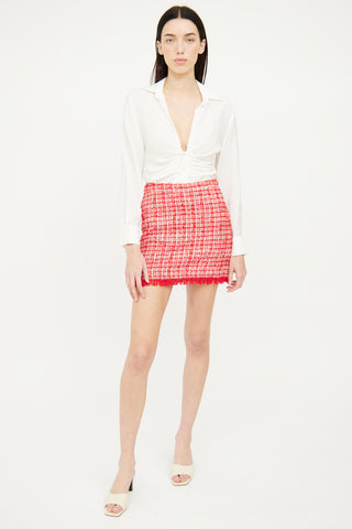 Generation Love Red & White Tweed Mini Skirt