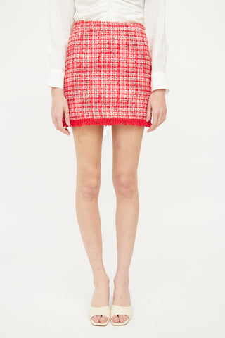 Generation Love Red & White Tweed Mini Skirt