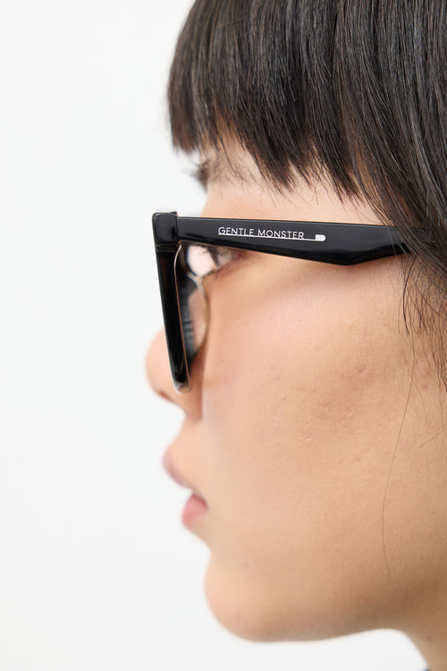 Gentle Monster Black & Brown Momati Square Sunglasses