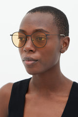 Gentle Monster Black & Orange Baguette Circular Sunglasses