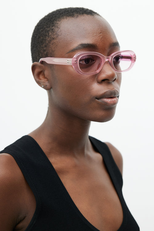 Gentle Monster Pink Shimmer Helix Oval Sunglasses