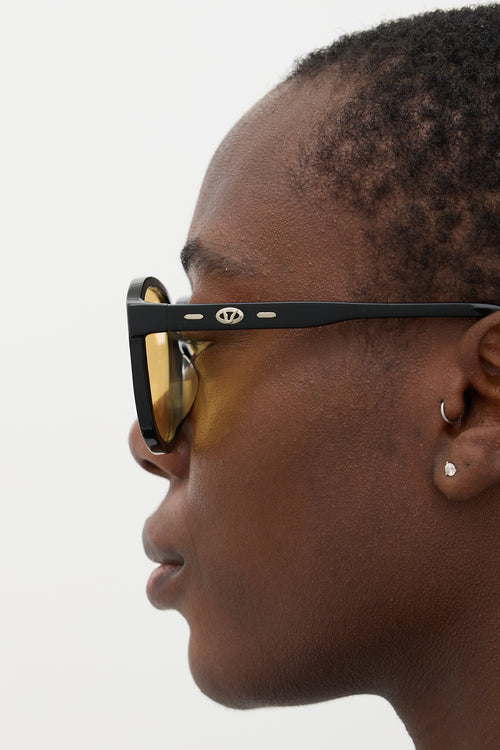 Gentle Monster Black & Yellow King Square Sunglasses