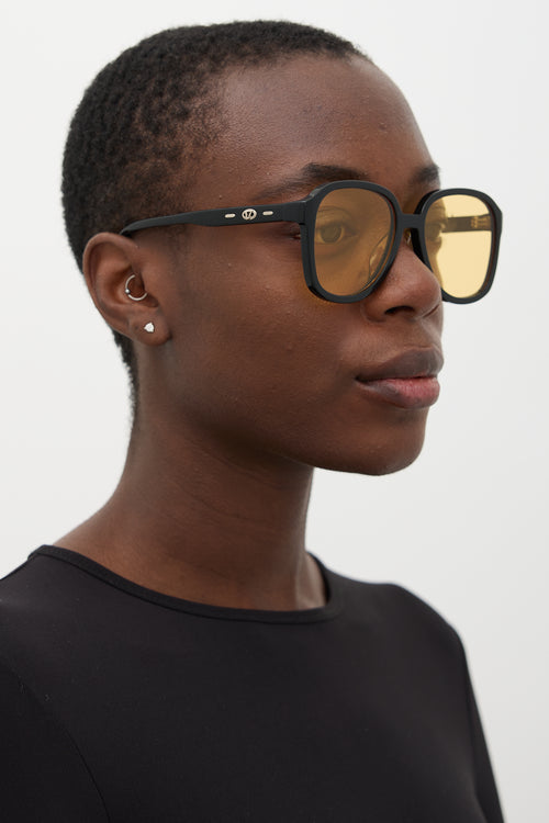 Gentle Monster Black & Yellow King Square Sunglasses