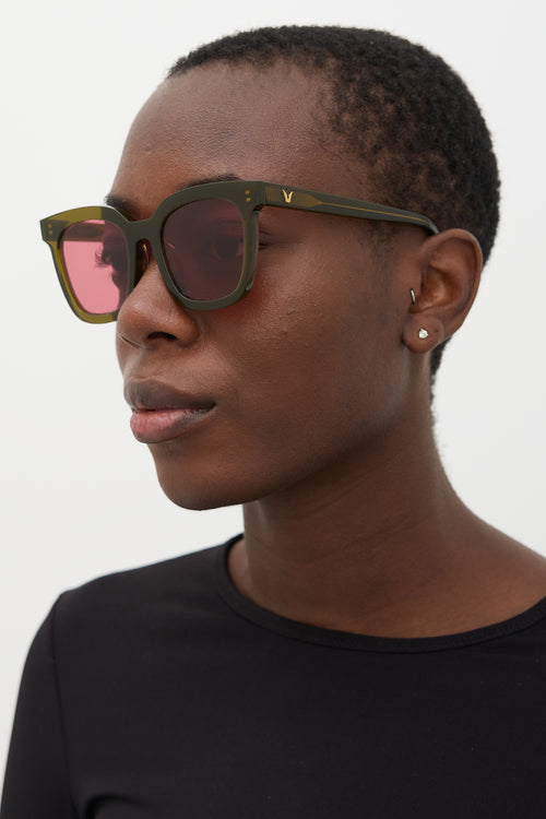 Gentle Monster Green & Purple Finn Square Sunglasses