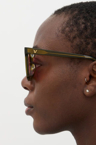 Gentle Monster Green & Purple Finn Square Sunglasses