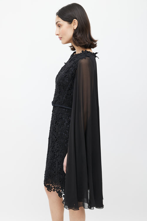 Giambattista Valli Black Lace Cape Dress