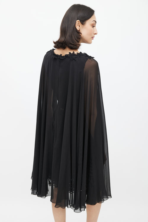 Giambattista Valli Black Lace Cape Dress