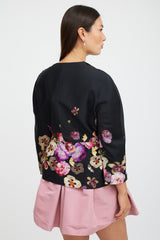 Giambattista Valli Black & Multicolour Silk Floral Blazer