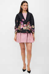 Giambattista Valli Black & Multicolour Silk Floral Blazer