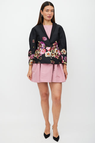 Giambattista Valli Black & Multicolour Silk Floral Blazer
