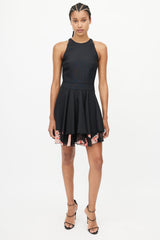 Giambattista Valli Black & Red Floral Ruffled Dress