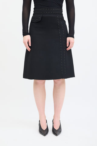 Giambattista Valli Black Wool Stud Embellished Skirt