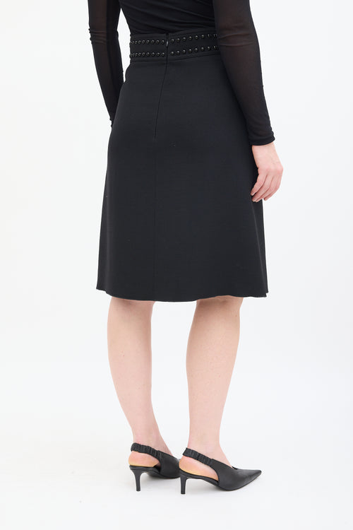 Giambattista Valli Black Wool Stud Embellished Skirt