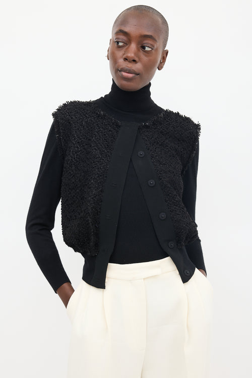 Giambattista Valli Black Wool Woven Cardigan