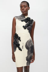 Giambattista Valli Beige & Grey Wool Petal Dress