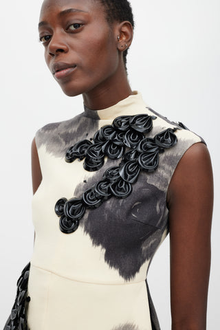 Giambattista Valli Beige & Grey Wool Petal Dress