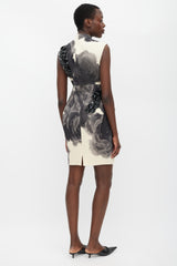 Giambattista Valli Beige & Grey Wool Petal Dress