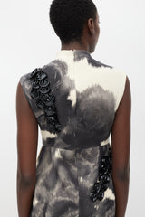 Giambattista Valli Beige & Grey Wool Petal Dress