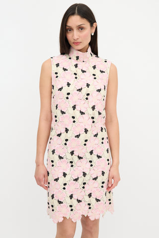 Giambattista Valli Crochet Lace Mock Neck Dress