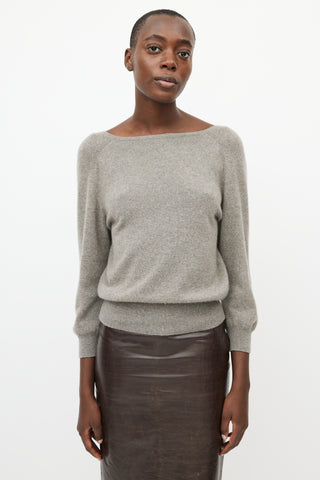 Giambattista Valli Grey Cashmere & Embellished Elbow Sweater