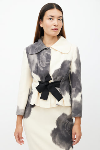 Giambattista Valli Cream & Grey Floral Two Piece Suit