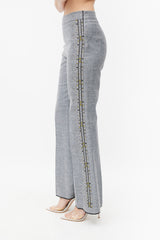 Giambattista Valli Grey & Multicolour Embroidered Stripe Trouser
