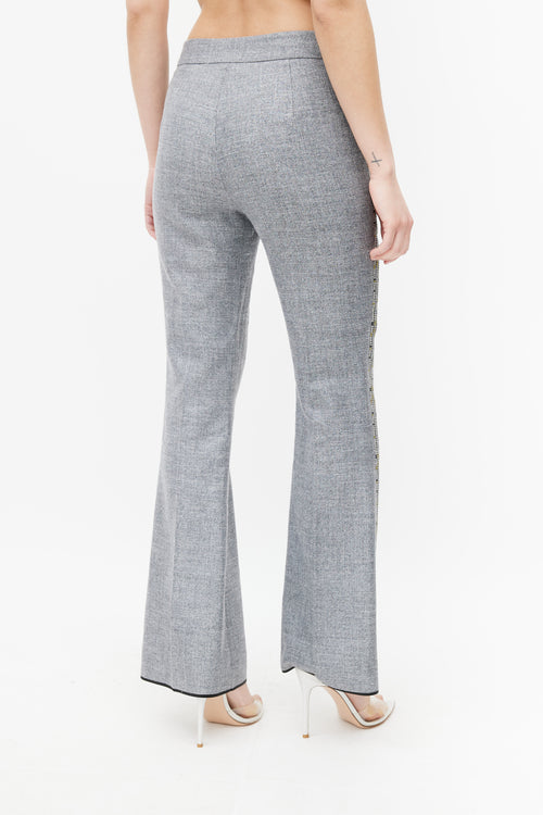 Giambattista Valli Grey & Multicolour Embroidered Stripe Trouser