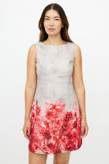 Giambattista Valli Grey & Red Floral Dress