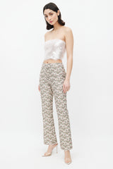 Giambattista Valli Pink & Green Floral Brocade Trouser