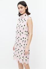 Giambattista Valli Pink & Multicolour Lace Mock Neck Dress