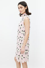 Giambattista Valli Pink & Multicolour Lace Mock Neck Dress