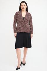 Giambattista Valli Red & Multi Tweed Pea Coat